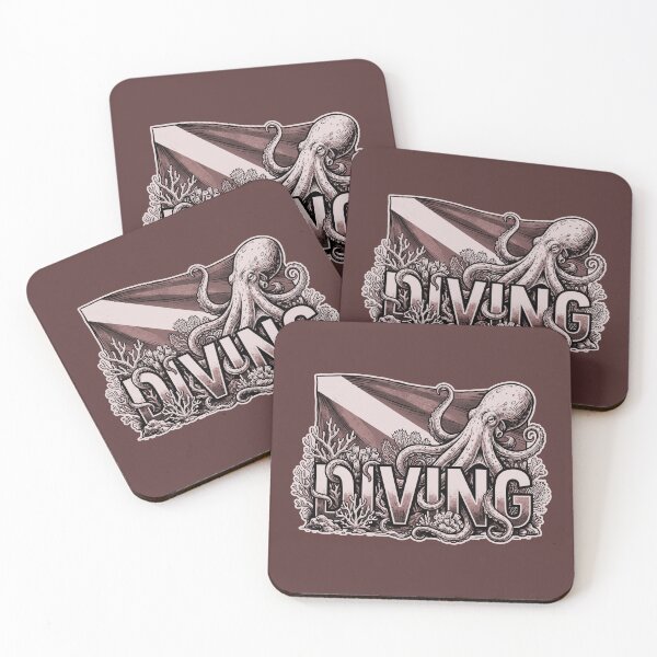 Item preview, Vintage Octopus Scuba Diving Diver Down Flag Coral Reef designed and sold by KiwiRider.