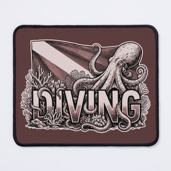 Item preview, Vintage Octopus Scuba Diving Diver Down Flag Coral Reef designed and sold by KiwiRider.