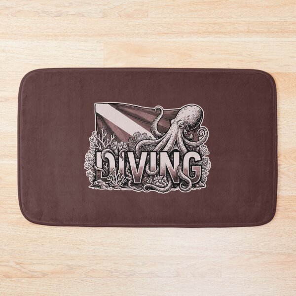 Item preview, Vintage Octopus Scuba Diving Diver Down Flag Coral Reef designed and sold by KiwiRider.