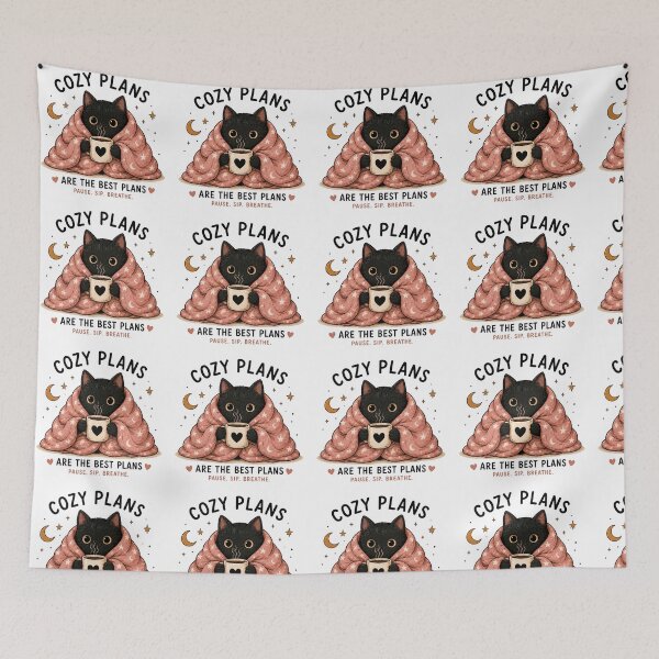 Item preview, Cute Black Cat Cozy Plans Are the Best Plans | Cozy Coffee Cat Kawaii Cottagecore Gift designed and sold by 1234saad.
