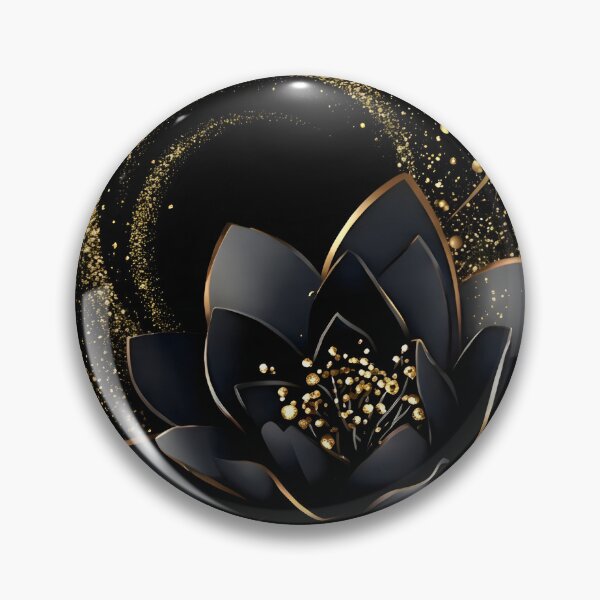 Item preview, Black and Gold Lotus Flower designed and sold by BhuberryArt2022.