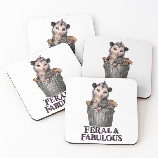 Item preview, Feral and Fabulous Glamorous Opossum in a Trash Can designed and sold by RoPrincess.