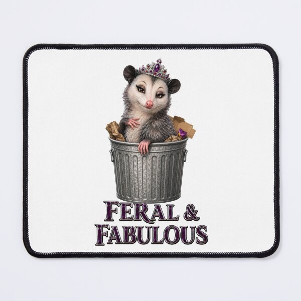 Item preview, Feral and Fabulous Glamorous Opossum in a Trash Can designed and sold by RoPrincess.