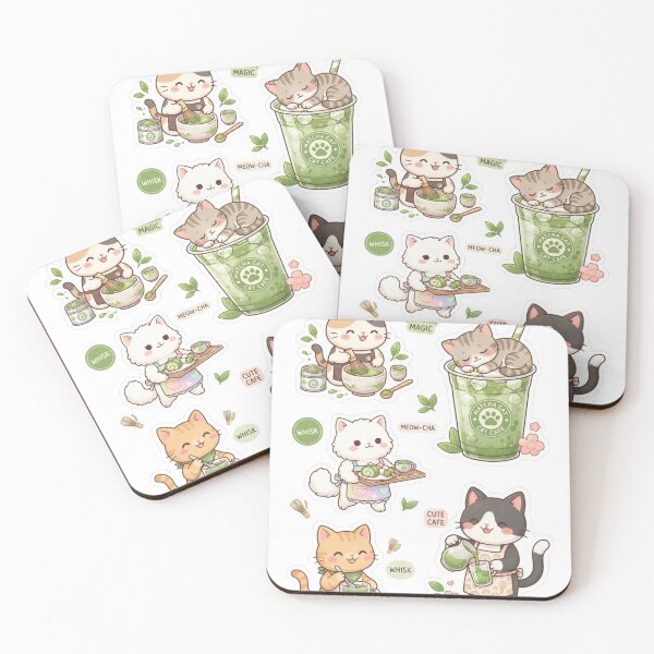 Item preview, Kawaii Cat Dessert Café Sticker | Cute Matcha & Pastry Chibi Cats designed and sold by yanderedev.