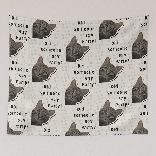 Item preview, Did Someone Say Party Halftone Cat Funny Animal Print designed and sold by Artemis & Woven Collective.