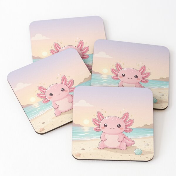 Item preview, Cute Pink Axolotl on the Beach at Sunset designed and sold by SweetLilith.