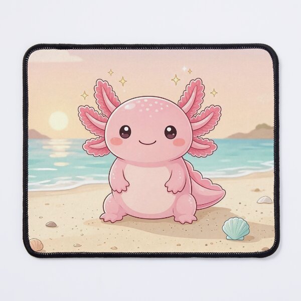 Item preview, Cute Pink Axolotl on the Beach at Sunset designed and sold by SweetLilith.