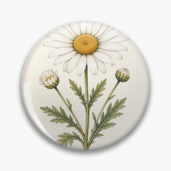Item preview, White Daisy Botanical Illustration | Vintage Scientific Watercolor Wall Art designed and sold by PresMatPlays.