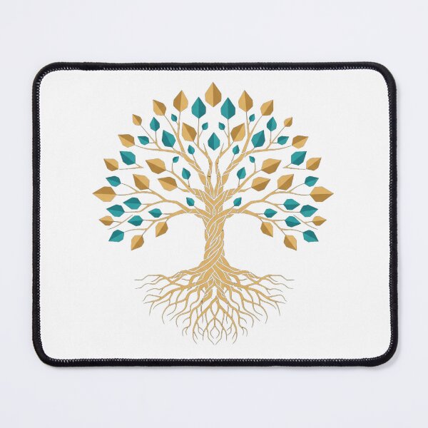 Item preview, Geometric Tree of Life Gold Teal Botanical Art designed and sold by Dzblack.
