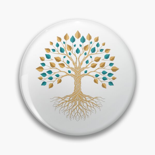 Item preview, Geometric Tree of Life Gold Teal Botanical Art designed and sold by Dzblack.