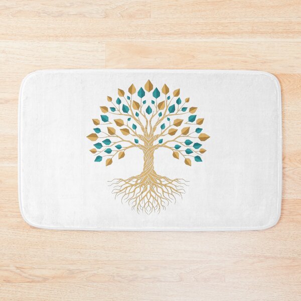 Item preview, Geometric Tree of Life Gold Teal Botanical Art designed and sold by Dzblack.