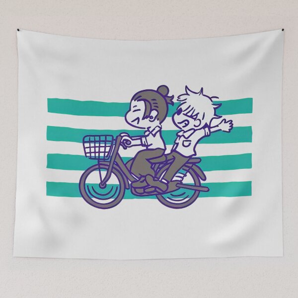 Item preview, Chibi Gojo and Geto Bike Ride designed and sold by PRINTATSTUDIO.