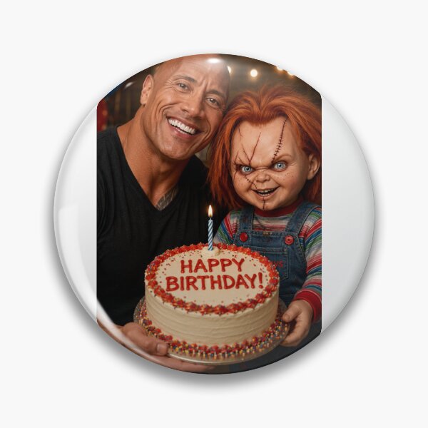 Item preview, Dwayne johnson the rock chucky horror movie film happy birthday funny meme memes parody designed and sold by CheeseBlueprint.