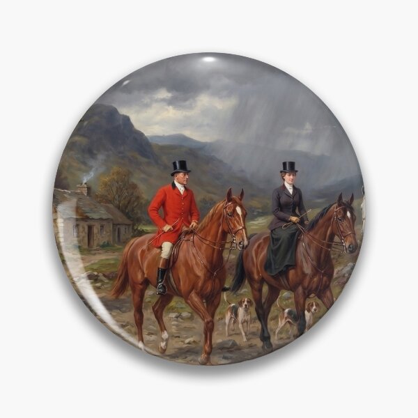 Item preview, Victorian Equestrian Fox Hunting Dramatic Storm Oil Painting designed and sold by KiwiRider.