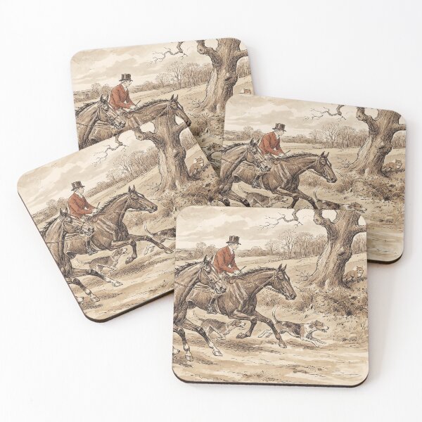 Item preview, Victorian Fox Hunting Vintage Equestrian Engraving Lithograph 1/1 designed and sold by KiwiRider.