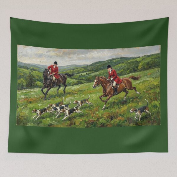 Item preview, Equestrian Horse Riding Fox Hunting Impasto Oil Painting designed and sold by KiwiRider.
