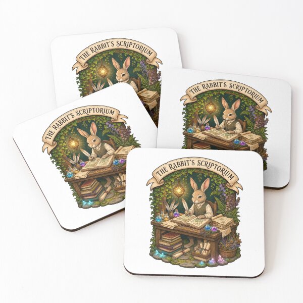 Item preview, The Rabbit's Scriptorium | Woodland Rabbit Scholar | Enchanted Medieval Scriptorium | Fantasy Library | Cottagecore Book Lover designed and sold by MrDev.