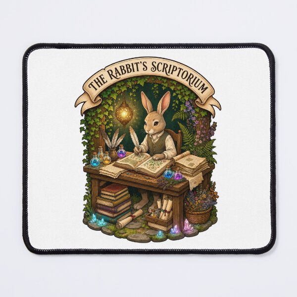 Item preview, The Rabbit's Scriptorium | Woodland Rabbit Scholar | Enchanted Medieval Scriptorium | Fantasy Library | Cottagecore Book Lover designed and sold by MrDev.