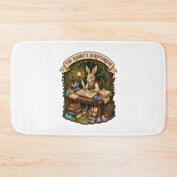 Item preview, The Rabbit's Scriptorium | Woodland Rabbit Scholar | Enchanted Medieval Scriptorium | Fantasy Library | Cottagecore Book Lover designed and sold by MrDev.