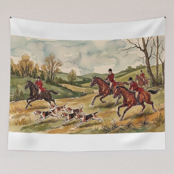 Item preview, Traditional Fox Hunting Equestrian Horse Riding Countryside Watercolor designed and sold by KiwiRider.
