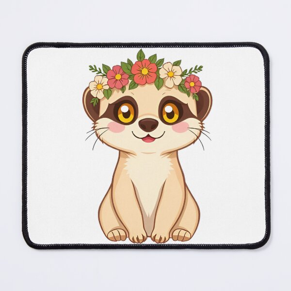 Item preview, Cute kawaii meerkat with floral wreath 02 designed and sold by ChameleonStars.