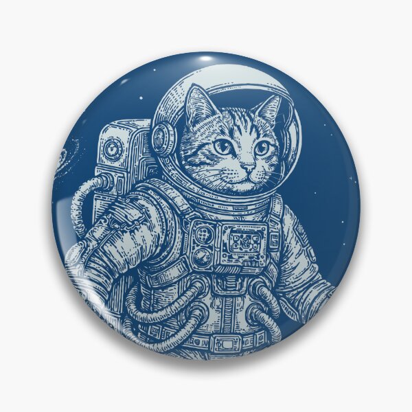 Item preview, Space Cat Astronaut Vintage Blue Engraving Astrocat designed and sold by KiwiRider.