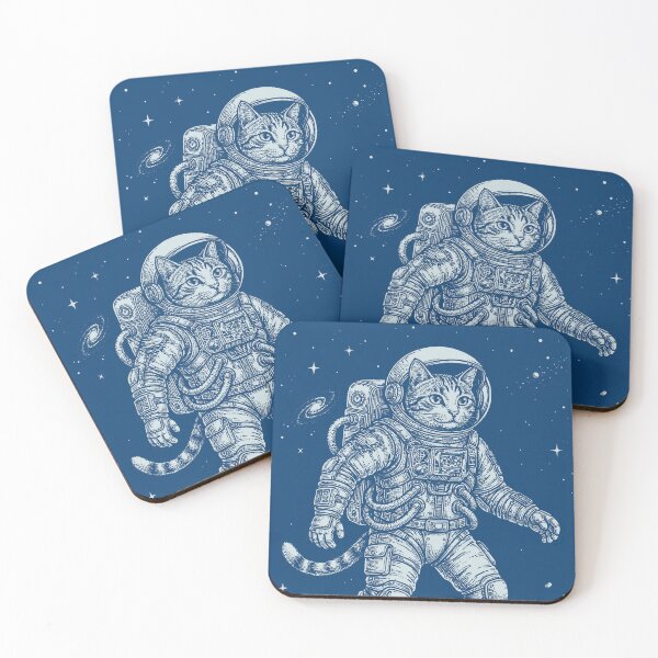 Item preview, Space Cat Astronaut Vintage Blue Engraving Astrocat designed and sold by KiwiRider.