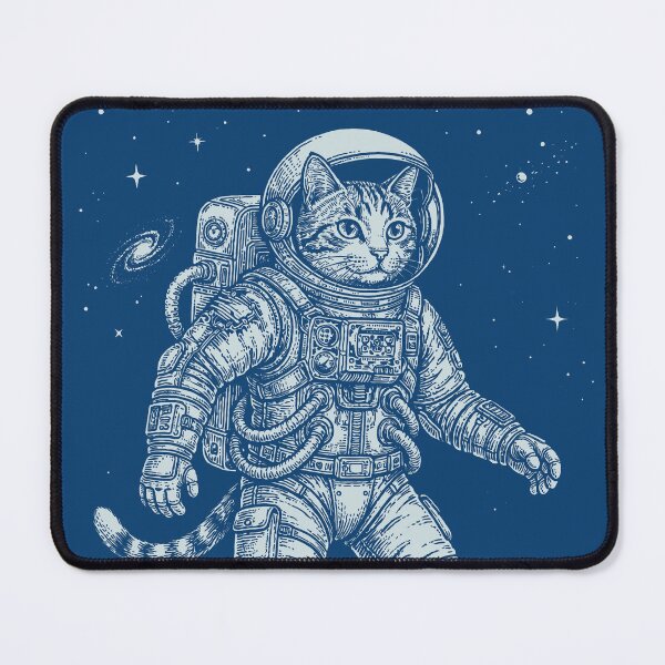 Item preview, Space Cat Astronaut Vintage Blue Engraving Astrocat designed and sold by KiwiRider.