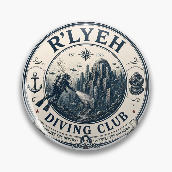 Item preview, R'lyeh Diving Club | Vintage Deep Sea Exploration Badge | Lovecraft Ocean Adventure Logo designed and sold by Extravanganzza.