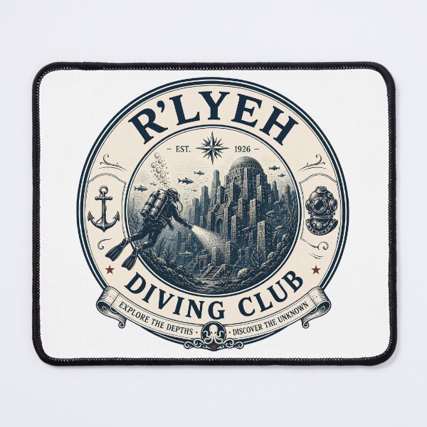 Item preview, R'lyeh Diving Club | Vintage Deep Sea Exploration Badge | Lovecraft Ocean Adventure Logo designed and sold by Extravanganzza.