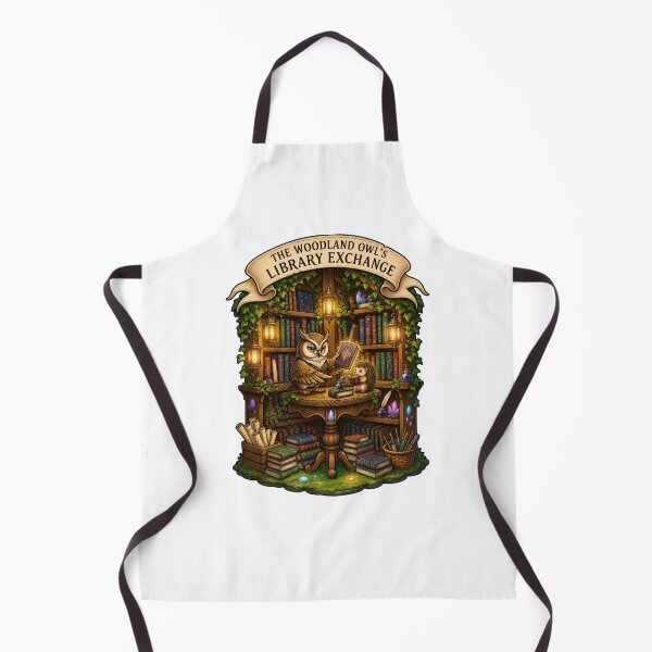 Item preview, The Woodland Owl's Library Exchange | Wise Owl Librarian | Enchanted Forest Bookshop | Fantasy Reading Nook | Cottagecore Library designed and sold by MrDev.