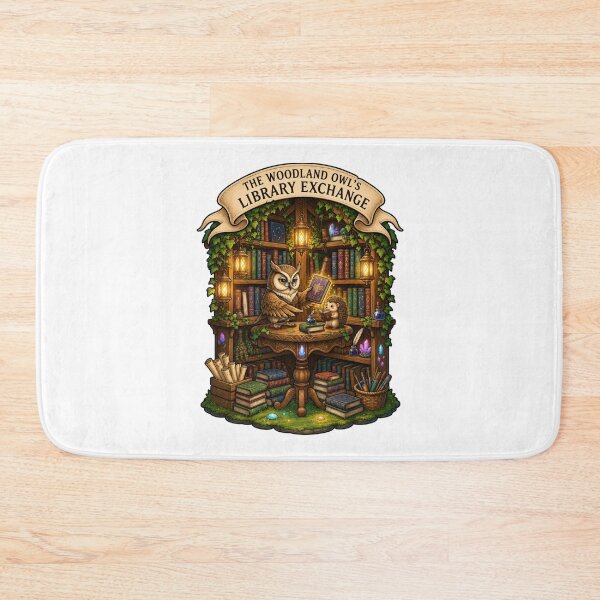 Item preview, The Woodland Owl's Library Exchange | Wise Owl Librarian | Enchanted Forest Bookshop | Fantasy Reading Nook | Cottagecore Library designed and sold by MrDev.