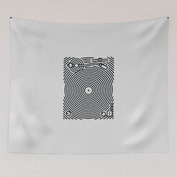 Item preview, Vinyl Turntable Record Player Minimalist Line Art DJ Deck designed and sold by KiwiRider.
