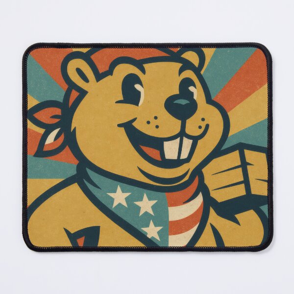 Item preview, Build with Pride Patriotic Beaver | Bold American Flag Illustration | Vintage USA Americana Wall Art designed and sold by PaintedPixels01.