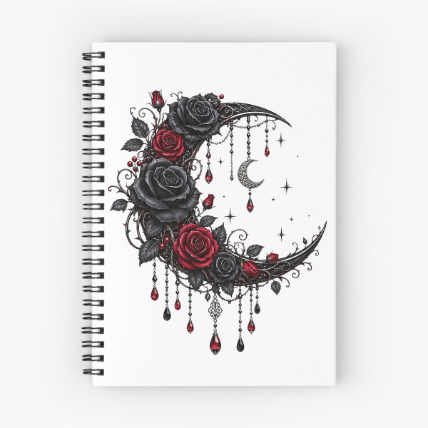 Item preview, Gothic Moon Rose Crescent Black & Red Roses Celestial Gothic Floral Art designed and sold by RoPrincess.