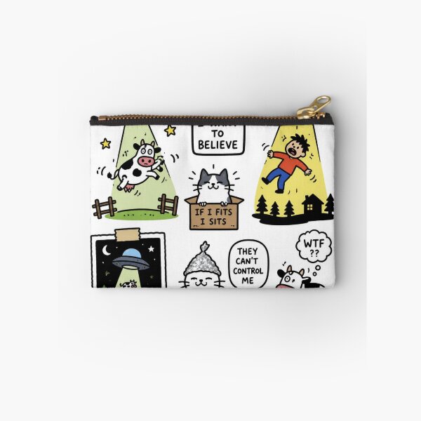 Item preview, Cute Alien Cat & Cow Abduction Doodle Art designed and sold by Marcin Dabski.