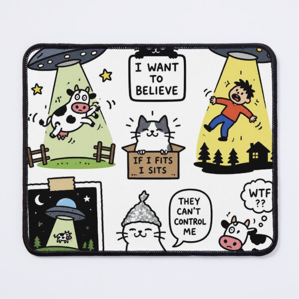 Item preview, Cute Alien Cat & Cow Abduction Doodle Art designed and sold by Marcin Dabski.