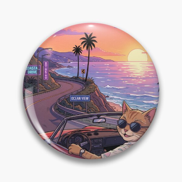 Item preview, City Pop Cat Summer Sunset Drive designed and sold by CityPopNeko.