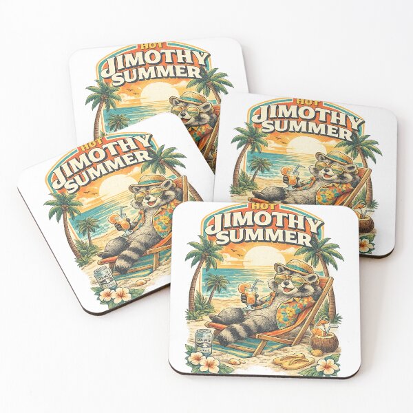 Item preview, Hot Jimothy Summer Raccoon – Retro Beach Meme designed and sold by Mohamedeinoo.