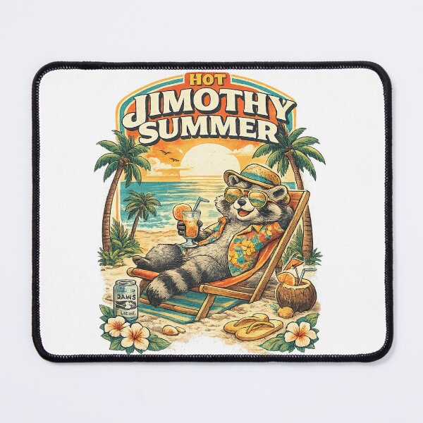 Item preview, Hot Jimothy Summer Raccoon – Retro Beach Meme designed and sold by Mohamedeinoo.