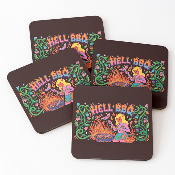 Item preview, Hell BBQ Funny Psychedelic Devil Girl Grilling Barbecue designed and sold by KiwiRider.