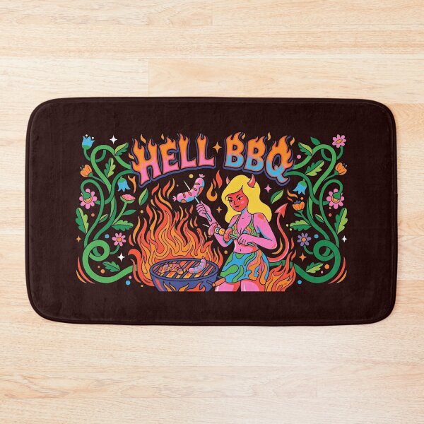 Item preview, Hell BBQ Funny Psychedelic Devil Girl Grilling Barbecue designed and sold by KiwiRider.