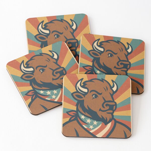 Item preview, Strength in Unity Patriotic Bison | Bold American Flag Illustration | Vintage USA Americana Wall Art designed and sold by PaintedPixels01.