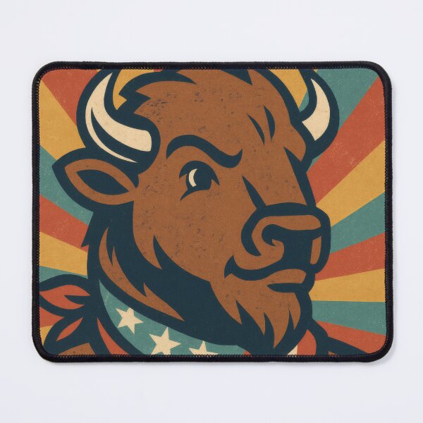 Item preview, Strength in Unity Patriotic Bison | Bold American Flag Illustration | Vintage USA Americana Wall Art designed and sold by PaintedPixels01.