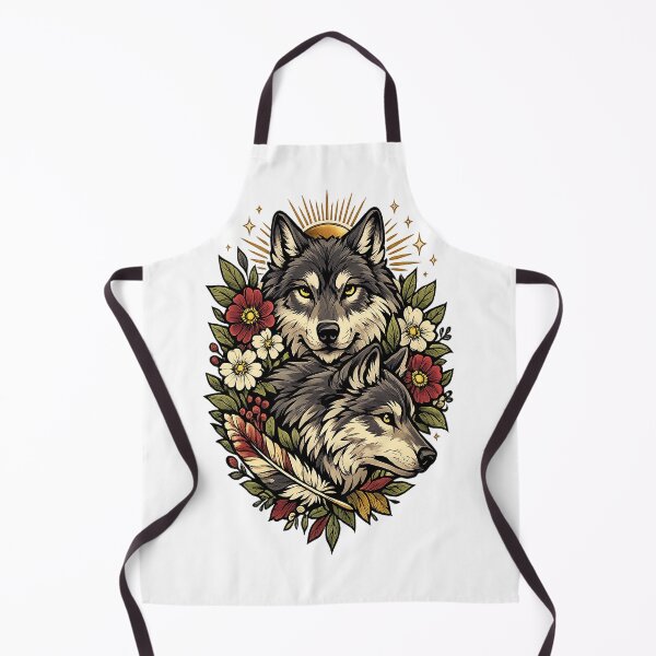 Artikelvorschau, Himmlische Wolfswächter – Neotraditionelle florale Tattoo-Kunst entworfen und verkauft von ALW951.