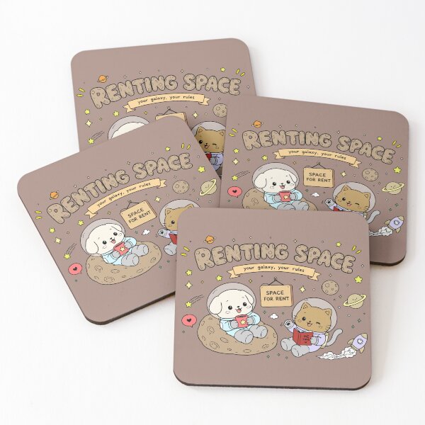 Item preview, Renting Space - Cute Astronaut Cat and Dog Space Pun designed and sold by snewen.