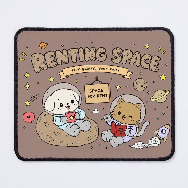 Item preview, Renting Space - Cute Astronaut Cat and Dog Space Pun designed and sold by snewen.