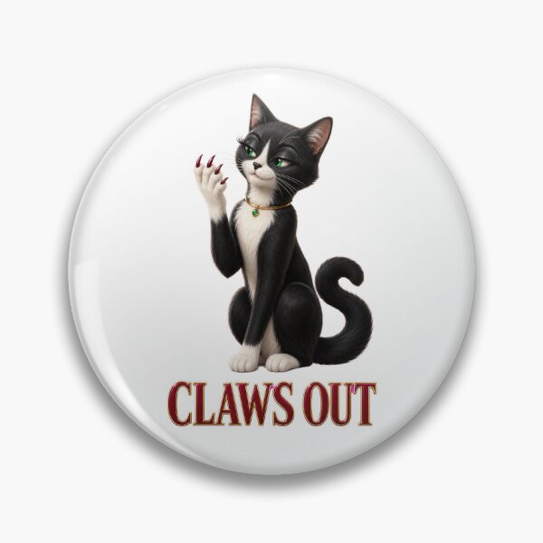 Item preview, Claws Out Glamorous Tuxedo Cat with Red Nails designed and sold by RoPrincess.