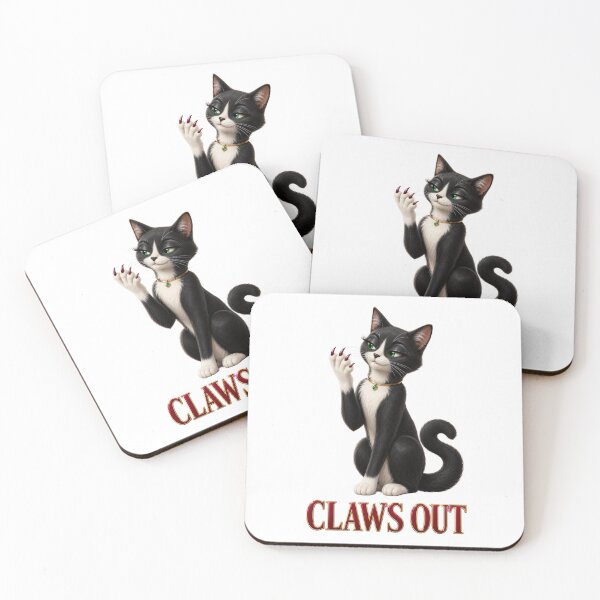 Item preview, Claws Out Glamorous Tuxedo Cat with Red Nails designed and sold by RoPrincess.