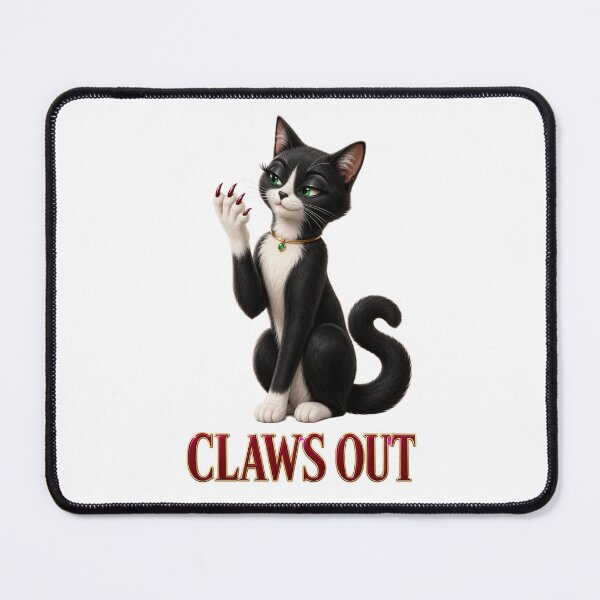 Item preview, Claws Out Glamorous Tuxedo Cat with Red Nails designed and sold by RoPrincess.